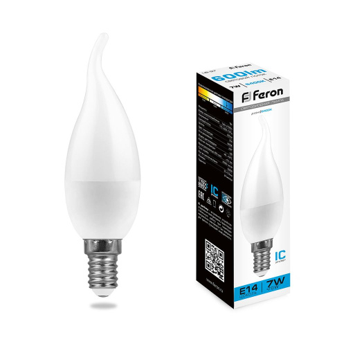 Лампа светодиодная Feron LB-97 Свеча на ветру E14 7W 175-265V 6400K фото 2