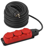 Удлинитель силовой ЭРА UK-3e-3x1,5-30m-IP44(KG) с заземлением 3 розетки каучук 30м КГ 3х1,5мм2 IP44 Б0057582