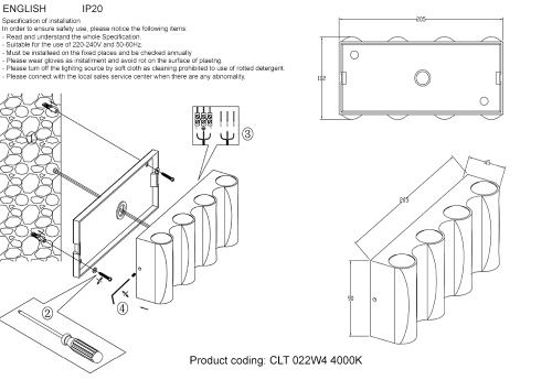 Бра Crystal Lux CLT 022W4 BL-GO 4000K фото 2