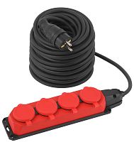 Удлинитель силовой ЭРА UK-4e-3x1,5-40m-IP44(KG) с заземлением 4 розетки каучук 40м КГ 3х1,5мм2 IP44 Б0057589