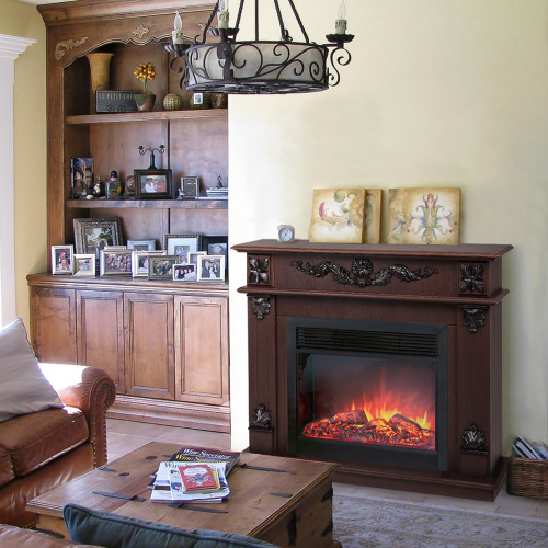 Каминокомплект PHILADELPHIA/ВЕРОНА Орех с очагом Электроочаг MOONBLAZE LUX/МУНБЛЕЙЗ фото 7