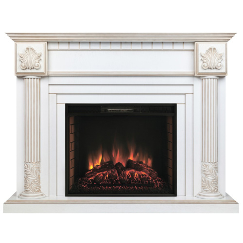 Каминокомплект IMPERIA/ПРЕСТИЖ Белый дуб с золотой патиной с очагом Электроочаг EPSILON 26