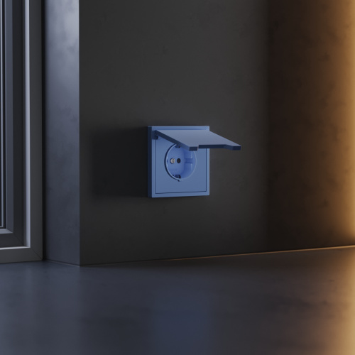 Накладка для розетки с заземлением, защитными шторками и крышкой, S70 (деним) Voltum VLS000815 фото 3