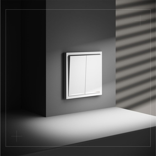 Проходной переключатель встраиваемый Voltum S70 двухклавишный с подсветкой 10А, (белый матовый) VLS020402 фото 4