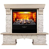 Электрокамин RealFlame Rockland Lux WT белый дуб с золотой патиной с очагом 3D Firestar 25,5