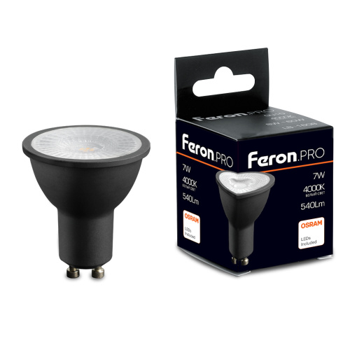Лампа светодиодная Feron.PRO LB-1607 GU10 7W 175-265V 4000K  в черном корпусе