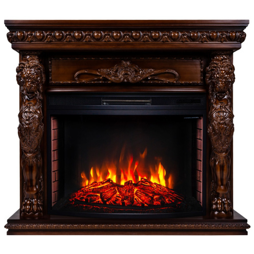 Каминокомплект ROMANO/ЛИОН Орех с очагом Электроочаг FIRESPACE/ФАЕРСПЕЙС 33