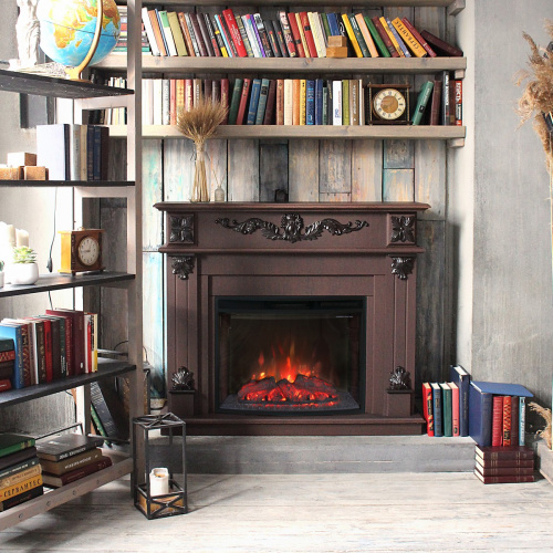 Каминокомплект PHILADELPHIA/ВЕРОНА Орех с очагом Электроочаг EVRIKA 25.5 фото 3