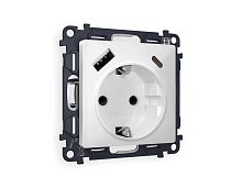 Комплект механизма электрической розетки AMBRELLA VOLT ALFA Белый матовый 2USB A+C 20W (быстрая зарядка) с/з QUANT (AP1300, VM160) MA130010