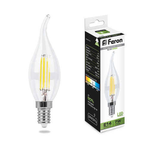 Лампа светодиодная Feron LB-67 Свеча на ветру E14 7W 230V 4000K фото 2
