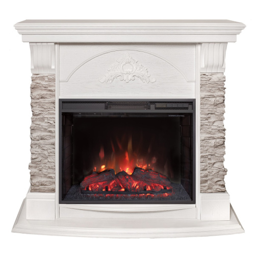 Каминокомплект ATHENA/АТЛАНТА GR Белый с очагом Электроочаг SPARTA 25.5