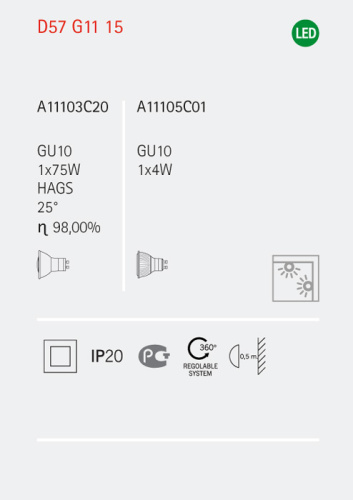 Настенный/Потолочный светильник D57G1303 фото 3