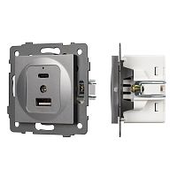 Механизм USB розетки SCT-MUAC-PL-GR-V (5V, 3A, QC4) Arlight 049840
