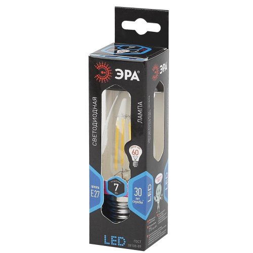 Лампа светодиодная филаментная ЭРА E27 7W 4000K прозрачная F-LED B35-7W-840-E27 Б0027951 фото 2