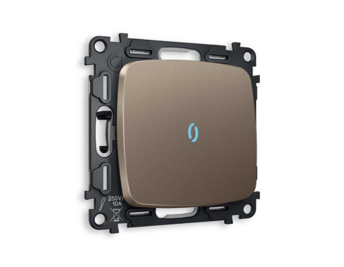 Комплект механизма 1-кл выключателя AMBRELLA VOLT с подсветкой 10000K OMEGA Темная бронза матовый QUANT (OP6320, VM101, G17B) MO632020