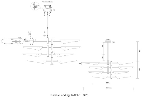 Люстра (без плафонов) Crystal Lux RAFAEL SP8 CHROME фото 2