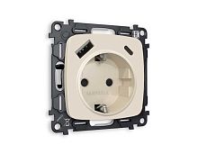 Комплект механизма электрической розетки AMBRELLA VOLT OMEGA Бежевый матовый 2USB A+C 20W (быстрая зарядка) с/з QUANT (OP3300, VM160) MO330010