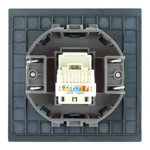 Розетка компьютерная 1-местная RJ-45 (механизм), STEKKER, серия Мия, RST00-3117-05, черный бархат фото 5