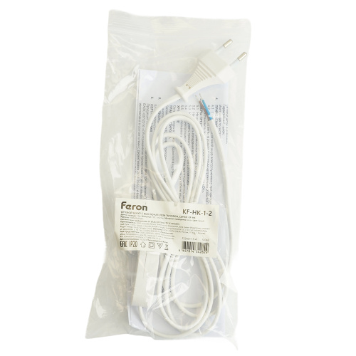 Сетевой шнур с выключателем, 230V 1,9м белый, KF-HK-1-2 фото 2