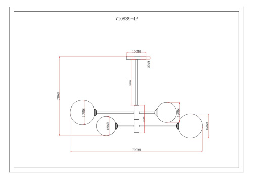 Светильник подвесной Moderli V10839-4P Molecule фото 5