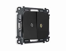 Комплект механизма 2-кл выключателя AMBRELLA VOLT с подсветкой 3200K OMEGA Черный матовый QUANT (OP8040, VM115, G11Y) MO804010