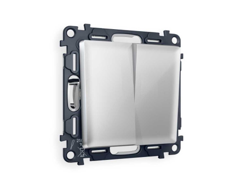 Комплект механизма 2-клавишного перекрестного выключателя 10A-250V Ambrella Volt ALFA Серебро глянец QUANT (AP4030, VM125) MA403030