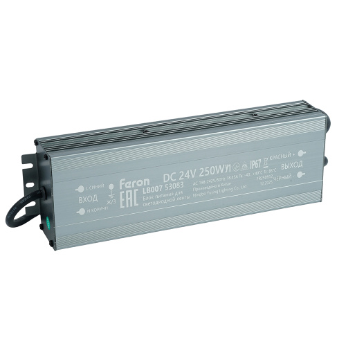 Трансформатор электронный для светодиодной ленты 250W 24V IP67 (драйвер), LB007 FERON фото 2