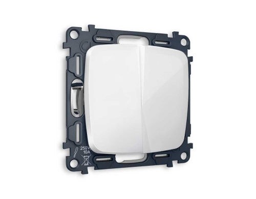 Комплект механизма 2-клавишного выключателя Ambrella Volt OMEGA Белый глянец 10A-250V QUANT (OP1030, VM115) MO103010