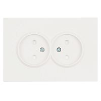 Розетка 2-местная с з/ш, б/з, СЗК, STEKKER, 250В, 16А, серия Эмили, RST16-5116-01ZK, белый фарфор, soft touch