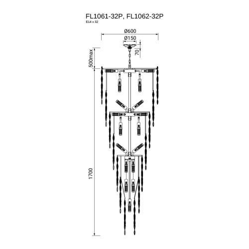 Люстра подвесная The Empress Chrome FL1062-32P фото 2