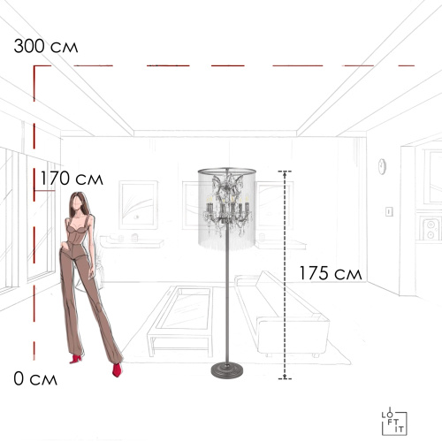 10450F Торшер LOFT IT Vaille Crystal фото 2