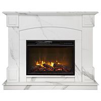 Каминокомплект CAROLINA/БОСТОН Мрамор Каррара с очагом Электроочаг MAGIC/МЕЙДЖИК 24