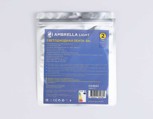 Светодиодная лента Ambrella Light GS4602 COB 384Led/ 7W m/ 24V IP20 4500K/ 5m*3mm*2mm (2 конт.) GS4602 фото 4