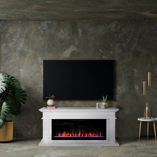 Каминокомплект ISLANDIA/СКАНДИ Белый дуб с очагом Электроочаг SAPHIR/САПФИР 42 фото 4