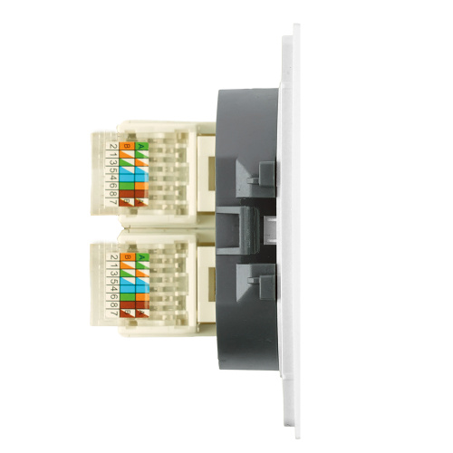 Розетка компьютерная 2-местная RJ-45 (механизм), STEKKER,  серия Мия, RST00-3111-01, белая магнолия фото 4