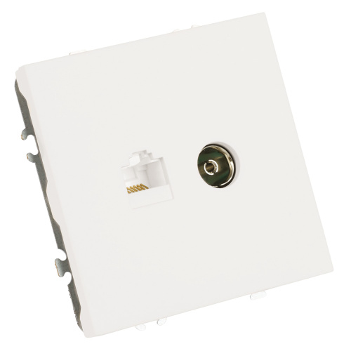 Розетка TV + компьютерная RJ-45 (механизм), STEKKER, серия Эмили, RST00-5106-01, белый фарфор, soft touch фото 5