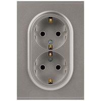 Розетка ЭРА Arktik 16-2104-07 двойная с заземлением 2X2P+E Schuko 16А-250В титан Б0070450
