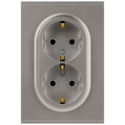 Розетка ЭРА Arktik 16-2104-07 двойная с заземлением 2X2P+E Schuko 16А-250В титан Б0070450