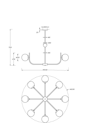 Подвесной светильник Maytoni MOD109PL-08BS фото 4