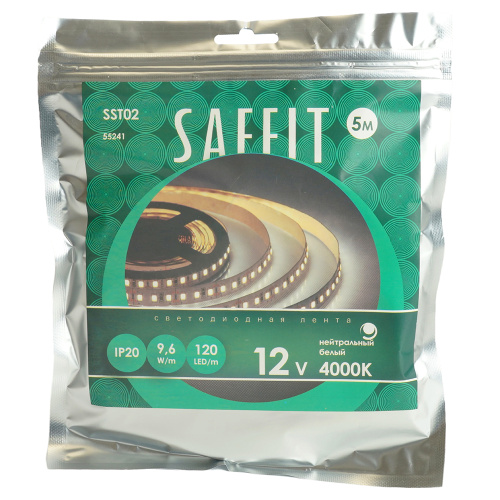 Лента светодиодная SST02 SAFFIT 120SMD(2835)/м 9.6Вт/м 12V 5000*8*1.22мм 4000К, IP20 фото 3