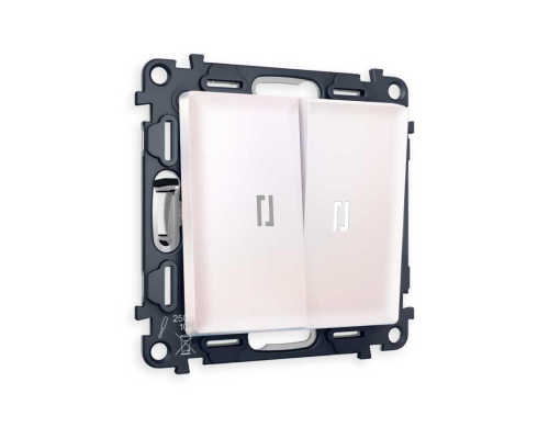 Комплект механизма 2-кл выключателя AMBRELLA VOLT с подсветкой 5600K ALFA Жемчуг QUANT (AP2040, VM115, G14W) MA204015