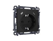 Комплект механизма электрической розетки 2USB С+C 20W с/з на винтовых зажимах 16A-250V Ambrella Volt ALFA Черный матовый QUANT (AP8105,VM165) MA810510