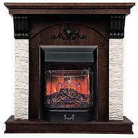 Каминокомплект CORFINO/МИЛАН Орех фактурный с очагом Электроочаг MAJESTIC LUX/МАДЖЕСТИК