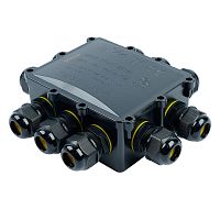 Распределительная коробка STEKKER LD554, количество вводов: 10, поликарбонат, нейлон, цвет черный, размер 183.1*163,1*59,4мм.