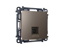 Комплект механизма компьютерной розетки RJ-45 экранированной с автоматической защитной шторкой ALFA Темная бронза матовый QUANT (AP6420, VM185)