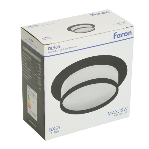 Светильник встраиваемый Feron DL500 потолочный GX53 черный круг фото 11