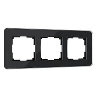 Рамка из стекла на 3 поста Elite черный W0032448