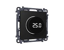 Комплект механизма терморегулятора с цифровым дисплеем с подсветкой и датчиком для теплого пола ALFA Черный матовый QUANT (AP8058, VM1385) MA805810