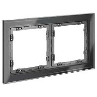 Рамка стеклянная Voltum S70 на 2 поста, (графит, стекло) VLS110207