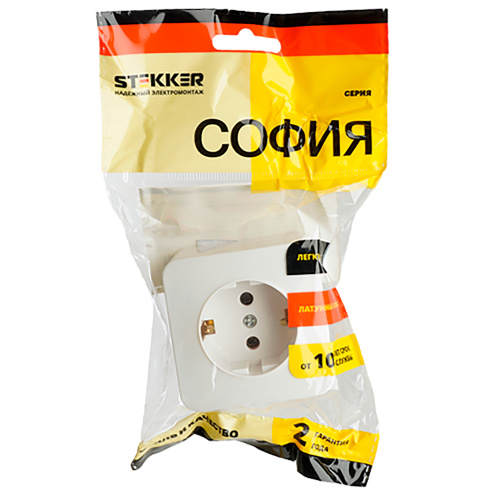 Розетка 1-местная с/з открытой установки, STEKKER, 250В, 16А, IP20, серия София, белый, MST16-11-01 фото 3